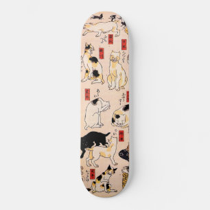 Japanska katter av Utagawa Kuniyoshi Skateboard