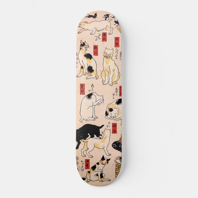 Japanska katter av Utagawa Kuniyoshi Skateboard (Framsida)
