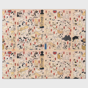 Japanska katter av Utagawa Kuniyoshi Wrapping Papp Presentpapper
