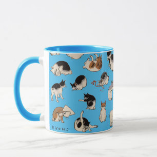 Japanska katter, Hiroshige, Ukiyo-e Mugg