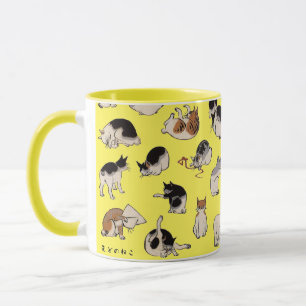 Japanska katter, Hiroshige, Ukiyo-e Mugg