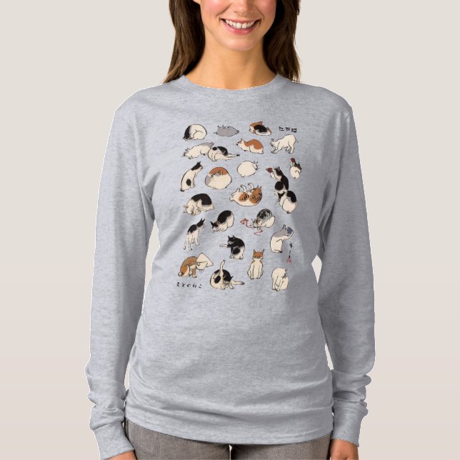 Japanska katter, Hiroshige, Ukiyo-e T Shirt (Framsida)