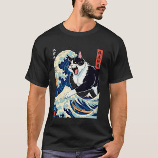 Japanska Katter Kawaii Japan Katt & Kanagawa Våg R T Shirt