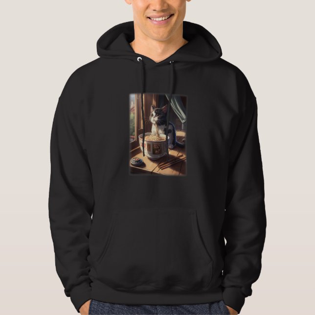 Japanska katter som äter tonkotsu-lommar hoodie (Framsida)