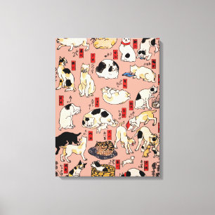 japanska katter Ukiyo-e Funny kattunge Canvastryck