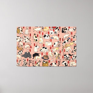 japanska katter Ukiyo-e Funny kattunge Canvastryck