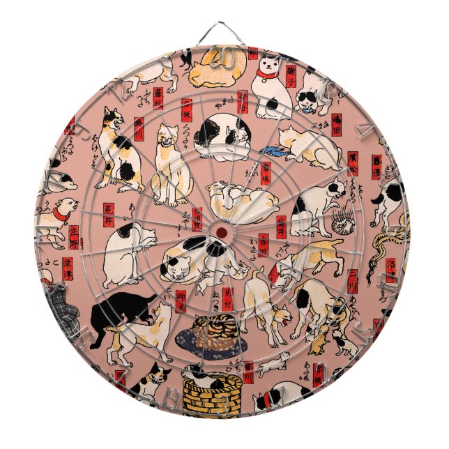 japanska katter Ukiyo-e Funny kattunge Darttavla (Framsidan)