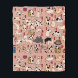 japanska katter Ukiyo-e Funny kattunge Fleecefilt<br><div class="desc">Den här bilden baseras på ukiyo-e Cats-utskriften från den japanska tryckkonstanten Utagawa Kuniyoshi (1797-1861). Den här antika ukiyo-e-utskriften har femtiofem katter som verkar göra alla sorters kattunge sak. Katter som föreslås som 53 Station i Tōkaidō,  1850</div>