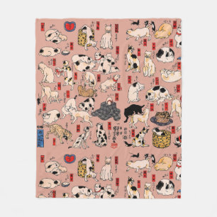 japanska katter Ukiyo-e Funny kattunge Fleecefilt