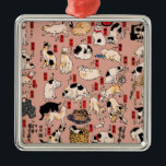 japanska katter Ukiyo-e Funny kattunge Julgransprydnad Metall<br><div class="desc">Den här bilden baseras på ukiyo-e Cats-utskriften från den japanska tryckkonstanten Utagawa Kuniyoshi (1797-1861). Den här antika ukiyo-e-utskriften har femtiofem katter som verkar göra alla sorters kattunge sak. Katter som föreslås som 53 Station i Tōkaidō,  1850</div>