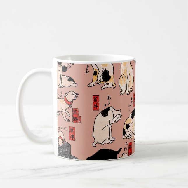 japanska katter Ukiyo-e Funny kattunge Kaffemugg (Vänster)