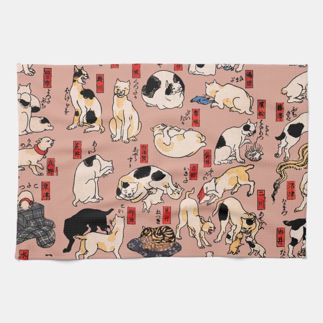 japanska katter Ukiyo-e Funny kattunge Kökshandduk (Horisontell)