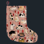 japanska katter Ukiyo-e Funny kattunge Liten Julstrumpa<br><div class="desc">Den här bilden baseras på ukiyo-e Cats-utskriften från den japanska tryckkonstanten Utagawa Kuniyoshi (1797-1861). Den här antika ukiyo-e-utskriften har femtiofem katter som verkar göra alla sorters kattunge sak. Katter som föreslås som 53 Station i Tōkaidō,  1850</div>