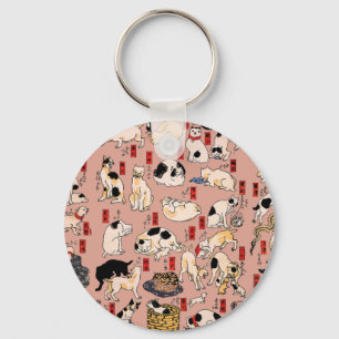 japanska katter Ukiyo-e Funny kattunge Nyckelring