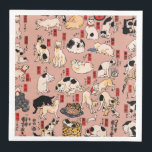 japanska katter Ukiyo-e Funny kattunge Pappersservett<br><div class="desc">Den här bilden baseras på ukiyo-e Cats-utskriften från den japanska tryckkonstanten Utagawa Kuniyoshi (1797-1861). Den här antika ukiyo-e-utskriften har femtiofem katter som verkar göra alla sorters kattunge sak. Katter som föreslås som 53 Station i Tōkaidō,  1850</div>