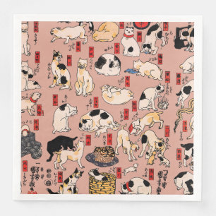 japanska katter Ukiyo-e Funny kattunge Pappersservett
