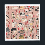 japanska katter Ukiyo-e Funny kattunge Pappersservett<br><div class="desc">Den här bilden baseras på ukiyo-e Cats-utskriften från den japanska tryckkonstanten Utagawa Kuniyoshi (1797-1861). Den här antika ukiyo-e-utskriften har femtiofem katter som verkar göra alla sorters kattunge sak. Katter som föreslås som 53 Station i Tōkaidō,  1850</div>