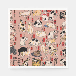 japanska katter Ukiyo-e Funny kattunge Pappersservett