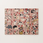 japanska katter Ukiyo-e Funny kattunge Pussel<br><div class="desc">Den här bilden baseras på ukiyo-e Cats-utskriften från den japanska tryckkonstanten Utagawa Kuniyoshi (1797-1861). Den här antika ukiyo-e-utskriften har femtiofem katter som verkar göra alla sorters kattunge sak. Katter som föreslås som 53 Station i Tōkaidō,  1850</div>
