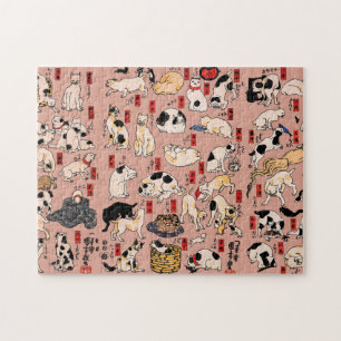 japanska katter Ukiyo-e Funny kattunge Pussel