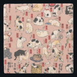 japanska katter Ukiyo-e Funny kattunge Stenunderlägg<br><div class="desc">Den här bilden baseras på ukiyo-e Cats-utskriften från den japanska tryckkonstanten Utagawa Kuniyoshi (1797-1861). Den här antika ukiyo-e-utskriften har femtiofem katter som verkar göra alla sorters kattunge sak. Katter som föreslås som 53 Station i Tōkaidō,  1850</div>