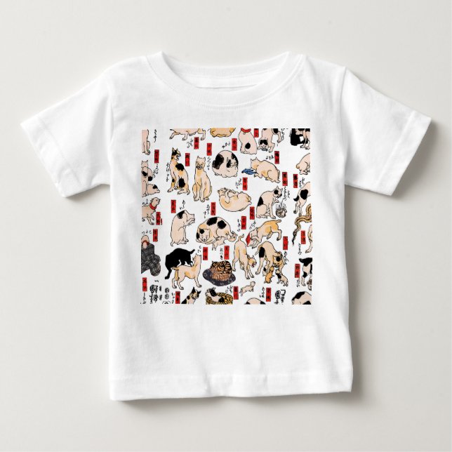 japanska katter Ukiyo-e Funny kattunge T Shirt (Framsida)