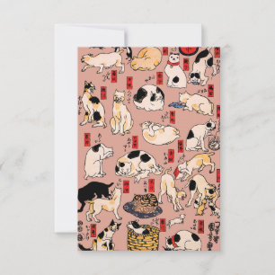 japanska katter Ukiyo-e Funny kattunge Tack Kort