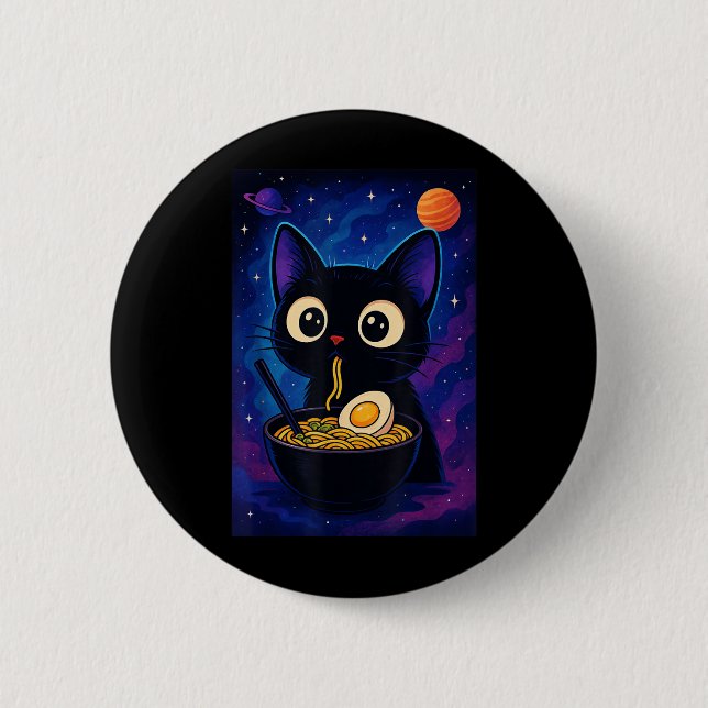 Japanska Kawaii Anime Cat Ramen Graphic Funny Mana Knapp (Framsida)