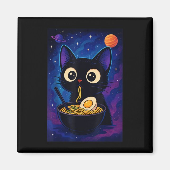 Japanska Kawaii Anime Cat Ramen Graphic Funny Mana Magnet (Framsidan)