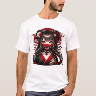 Japanska Kawaii Anime Girl Gothic Waifu Otaku Oni T Shirt