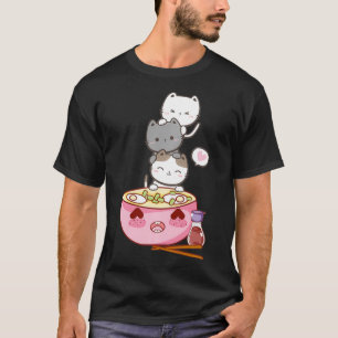 Japanska Kawaii Anime Kittens Ramen Noodle Soppa C T Shirt