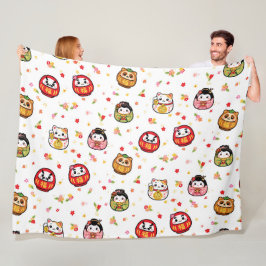 Japanska Kawaii Daruma Kokeshi-dockor Fleecefilt