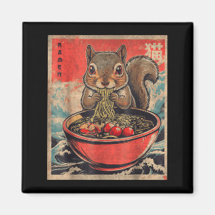 Japanska Kawaii Ekorre Äter Ramen Anime Gåvor Magnet