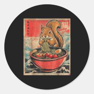 Japanska Kawaii Ekorre Äter Ramen Anime Gåvor Runt Klistermärke