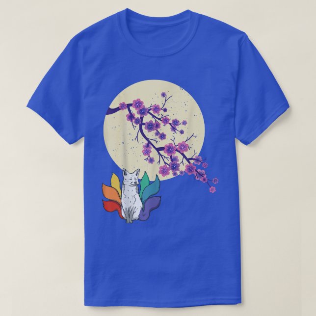 Japanska Kawaii Fox Cherry Blommar Sakura Flower F T Shirt (Design framsida)