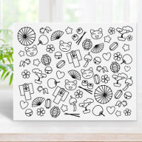 Japanska Kawaii Kulturfärgningssida i Cute Doodles