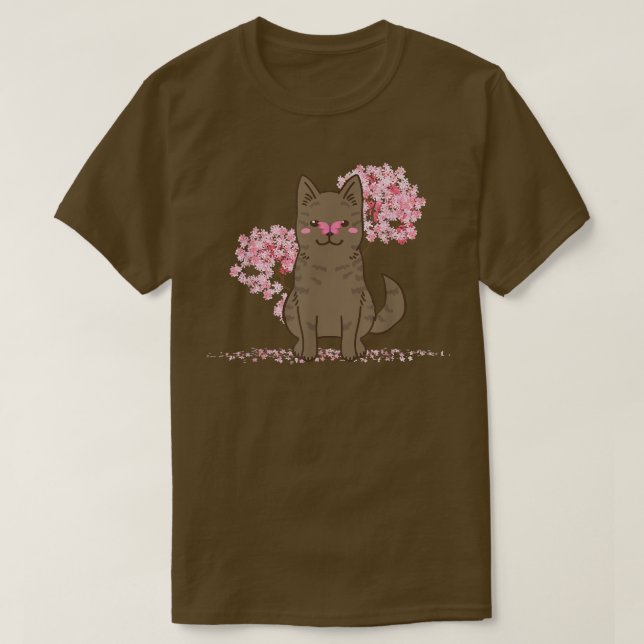 Japanska Kawaii Sakura Cherry Blommar Kai Ken Hund T Shirt (Design framsida)