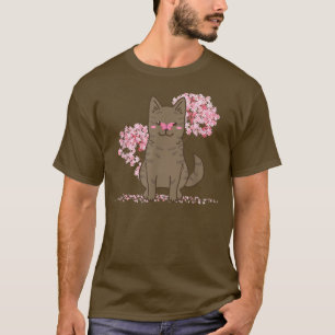 Japanska Kawaii Sakura Cherry Blommar Kai Ken Hund T Shirt