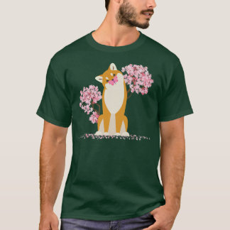 Japanska Kawaii Sakura Cherry Blommar Shiba Inu D T Shirt