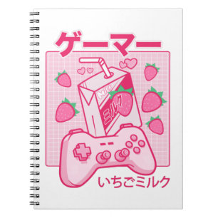 Japanska Kawaii Strawberry Mjölk Shirt Funny Mjö Anteckningsbok