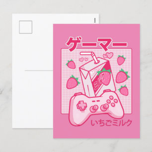 Japanska Kawaii Strawberry Mjölk Shirt Funny Mjölk Helg Vykort