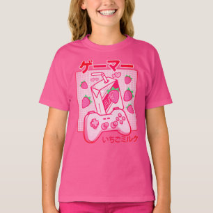 Japanska Kawaii Strawberry Mjölk Shirt Funny Mjölk T