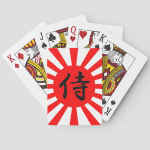 Japanska kejserliga flaggan med Samurai Kanji-symb Spelkort