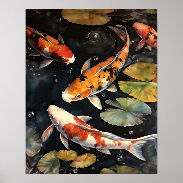 Japanska Ki Fish Pond Art Print Poster (Framsidan)