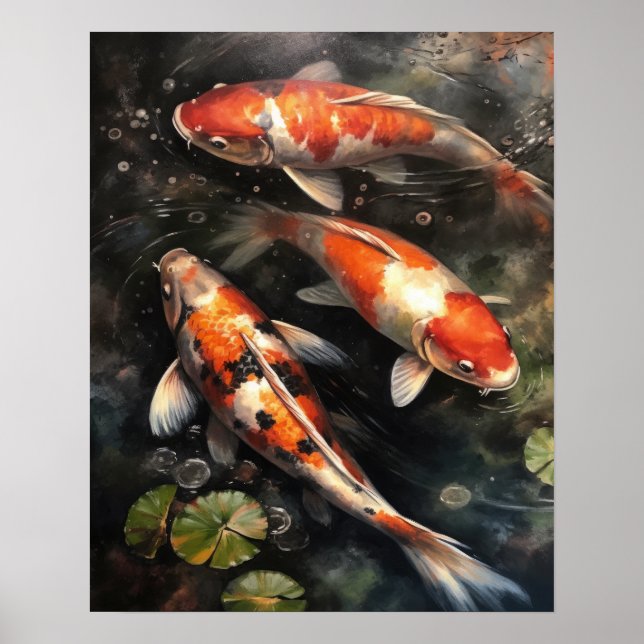 Japanska Ki Fish Pond Art Print Poster (Framsidan)