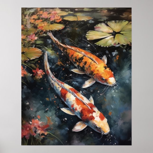 Japanska Ki Fish Pond Art Print Poster (Framsidan)
