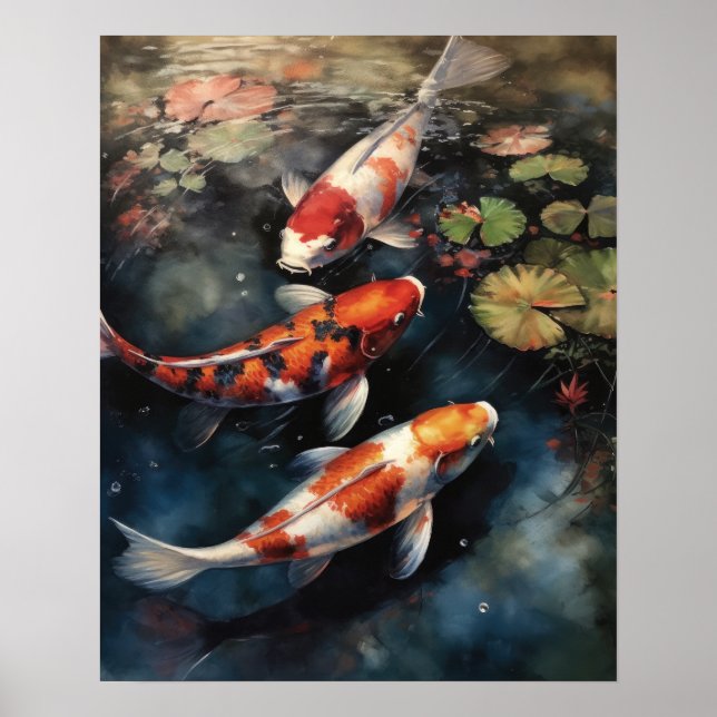 Japanska Ki Fish Pond Art Print Poster (Framsidan)