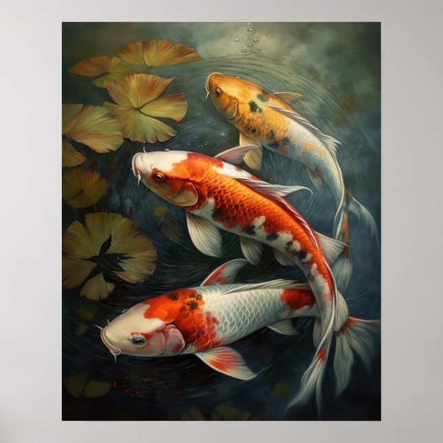 Japanska Ki Fish Pond Art Print Poster (Framsidan)