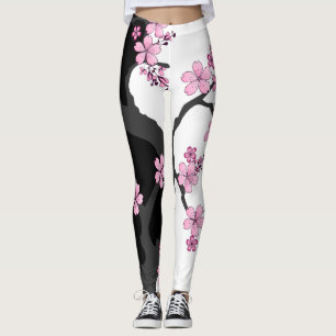 Japanska Kimono Black and White Leggings