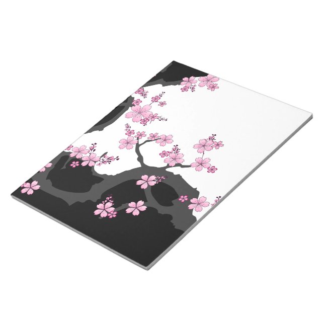 Japanska Kimono Black and White Rosa Sakura Anteckningsblock (Vinklad)